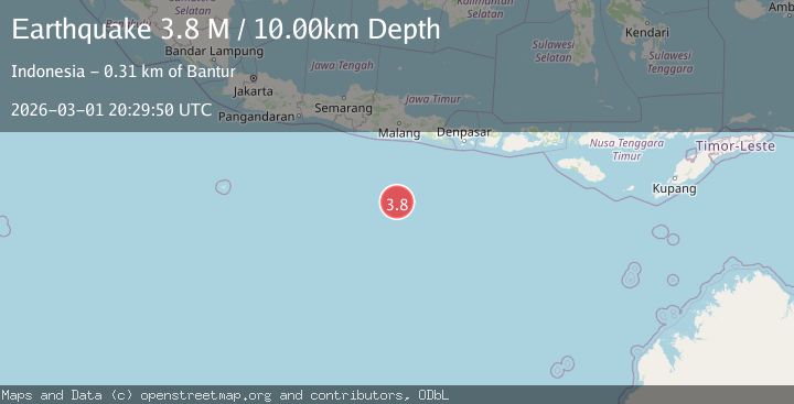 Map of South of Java, Indonesia