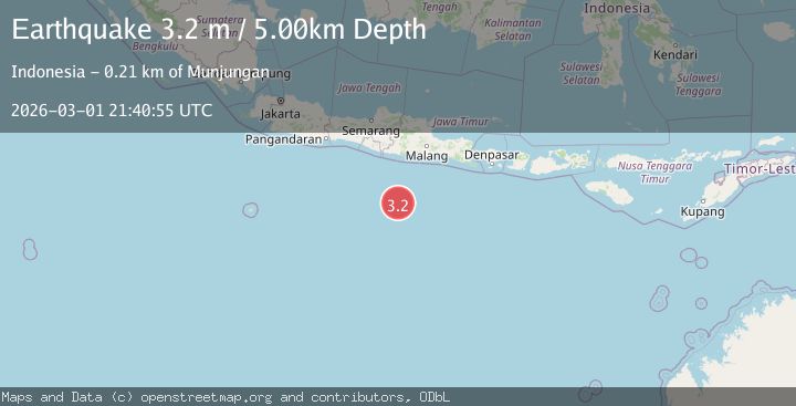 Map of South of Java, Indonesia