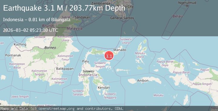 Map of Minahassa Peninsula, Sulawesi