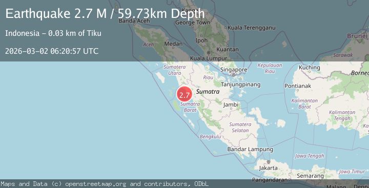 Map of Southern Sumatra, Indonesia