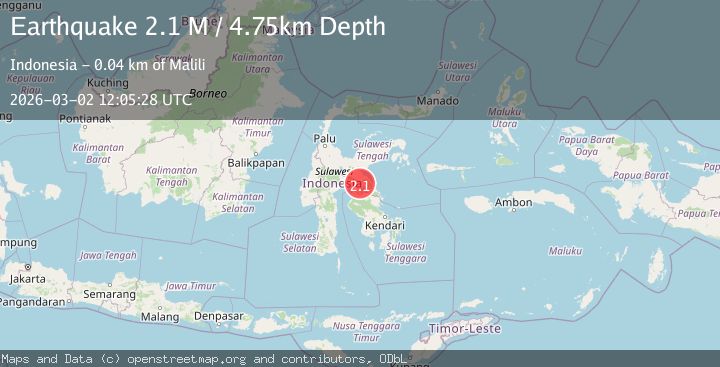 Map of Sulawesi, Indonesia