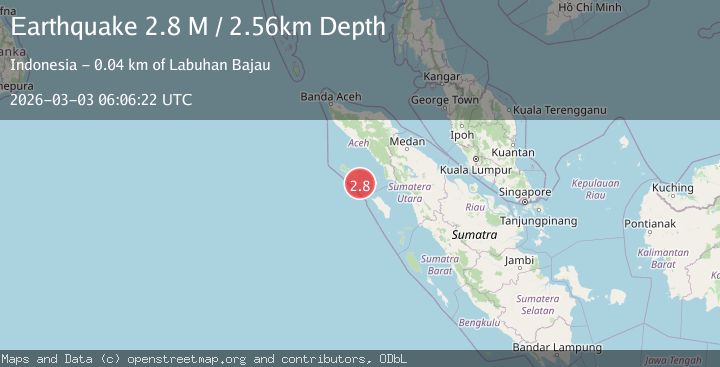 Map of Northern Sumatra, Indonesia