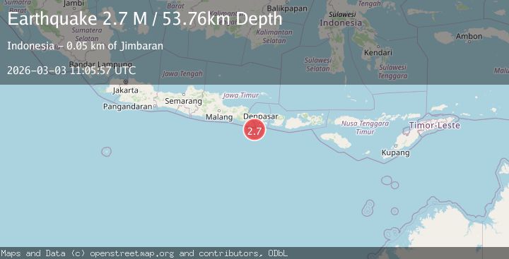 Map of South of Bali, Indonesia