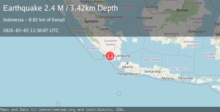 Map of Southern Sumatra, Indonesia