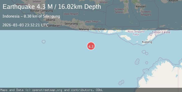 Map of South of Java, Indonesia