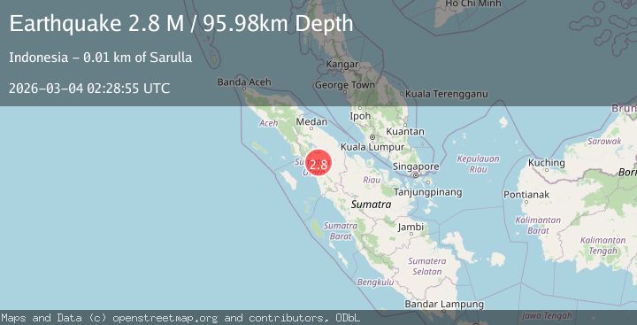 Map of Northern Sumatra, Indonesia
