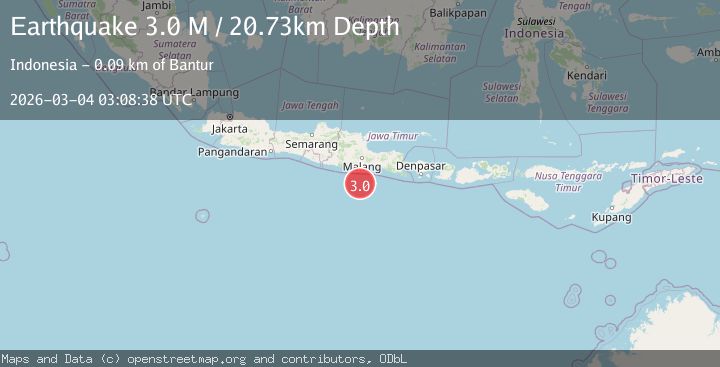 Map of South of Java, Indonesia