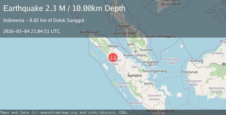 Map of Northern Sumatra, Indonesia