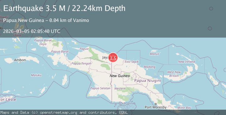 Map of Near North Coast of Papua New Guinea