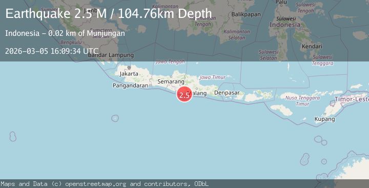 Map of Java, Indonesia