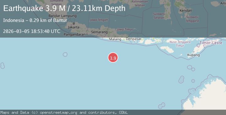 Map of South of Java, Indonesia