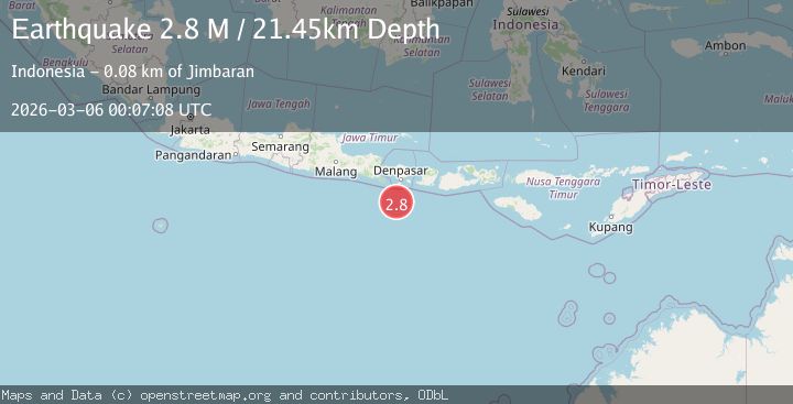 Map of South of Bali, Indonesia