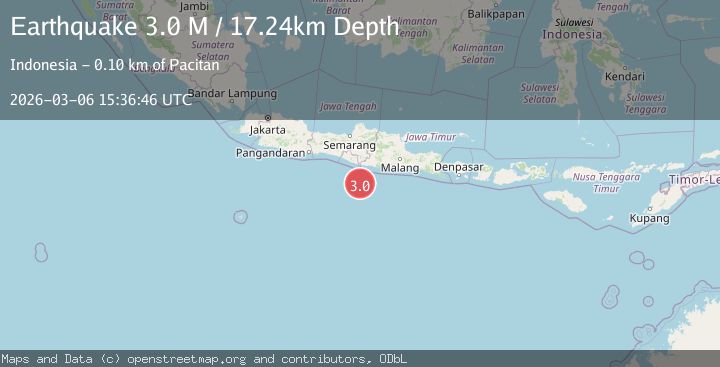 Map of South of Java, Indonesia
