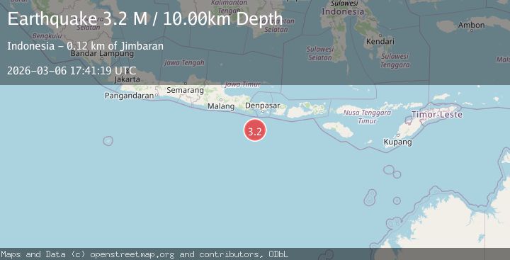 Map of South of Bali, Indonesia