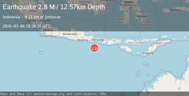 Map of South of Bali, Indonesia