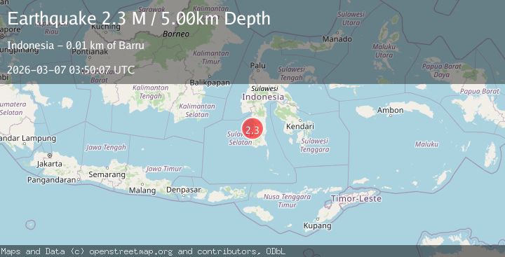 Map of Sulawesi, Indonesia