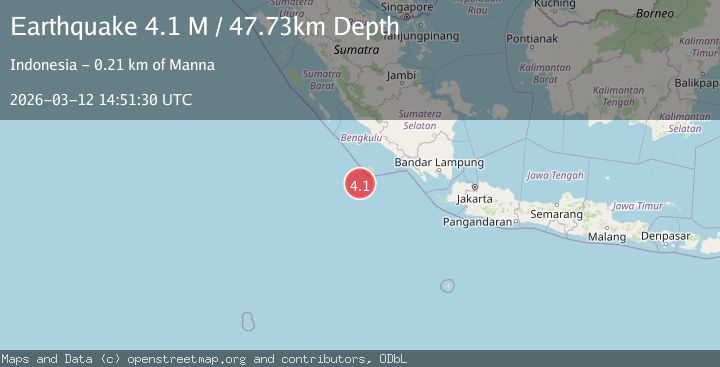 Map of Southwest of Sumatra, Indonesia