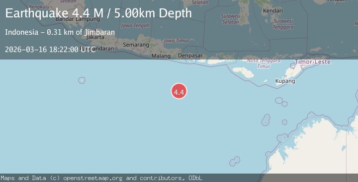 Map of South of Bali, Indonesia