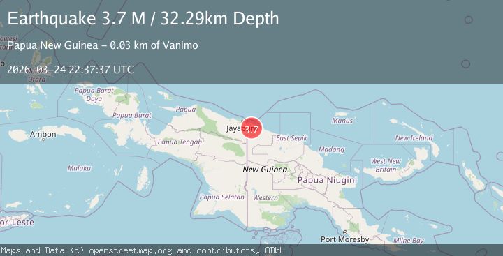 Map of Near North Coast of Papua New Guinea
