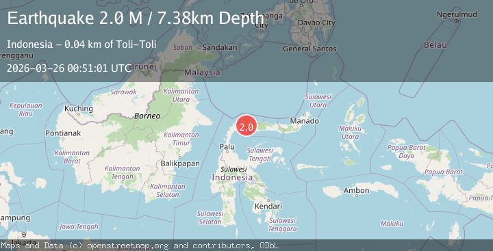 Map of Minahassa Peninsula, Sulawesi