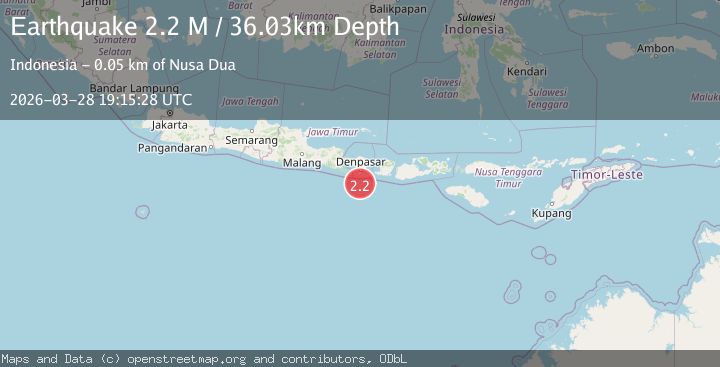 Map of South of Bali, Indonesia