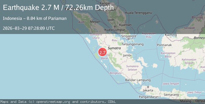 Map of Southern Sumatra, Indonesia