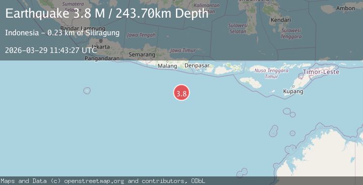 Map of South of Java, Indonesia