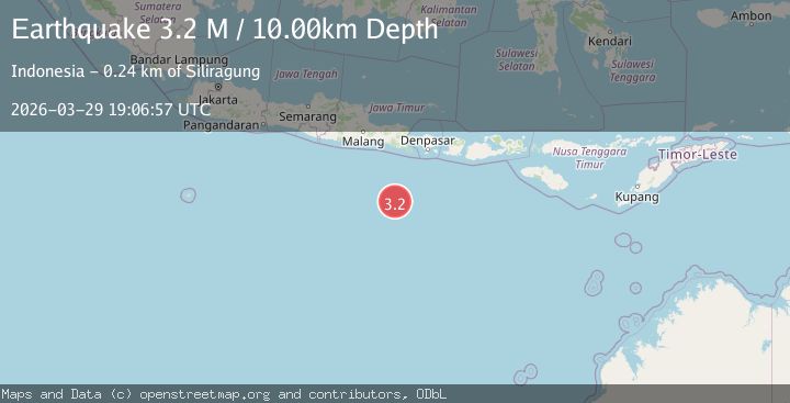 Map of South of Java, Indonesia
