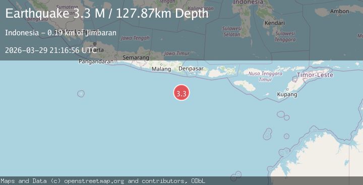 Map of South of Bali, Indonesia