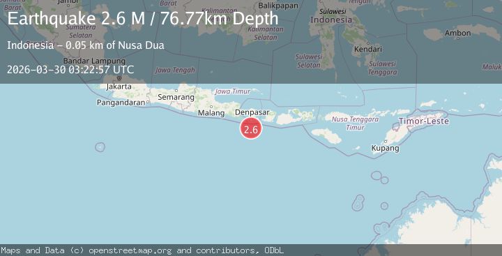 Map of South of Bali, Indonesia
