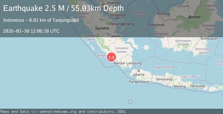 Map of Southern Sumatra, Indonesia