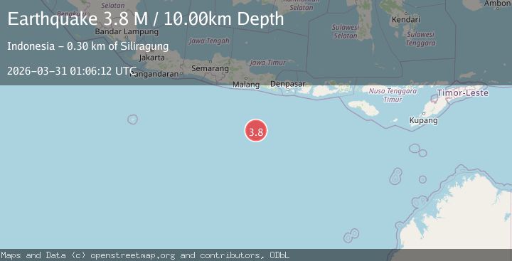 Map of South of Java, Indonesia