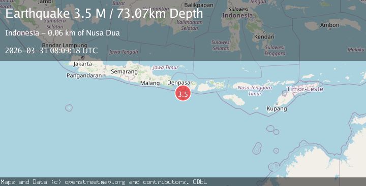 Map of South of Bali, Indonesia