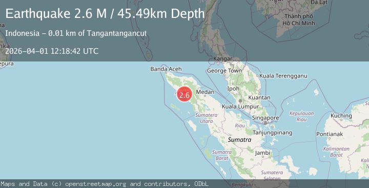 Map of Northern Sumatra, Indonesia