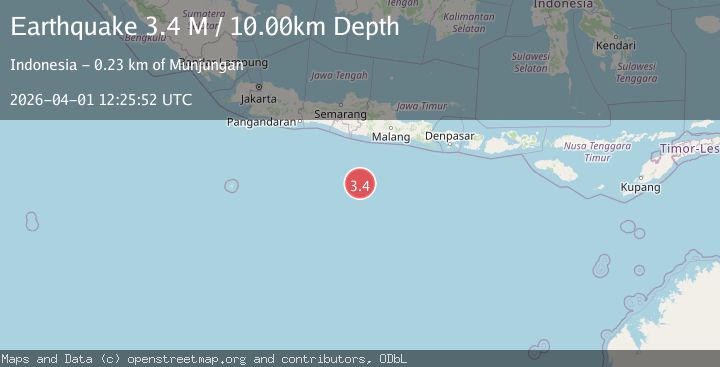 Map of South of Java, Indonesia