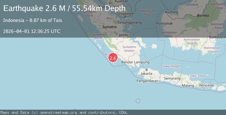 Map of Southern Sumatra, Indonesia