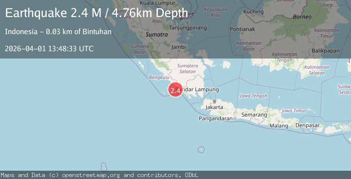 Map of Southern Sumatra, Indonesia
