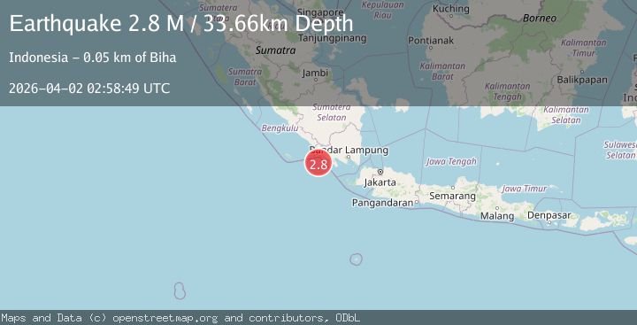 Map of Southern Sumatra, Indonesia