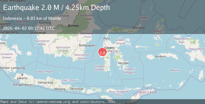 Map of Sulawesi, Indonesia