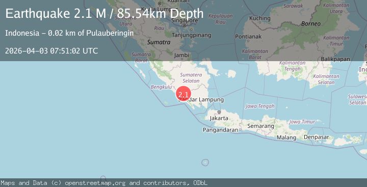 Map of Southern Sumatra, Indonesia
