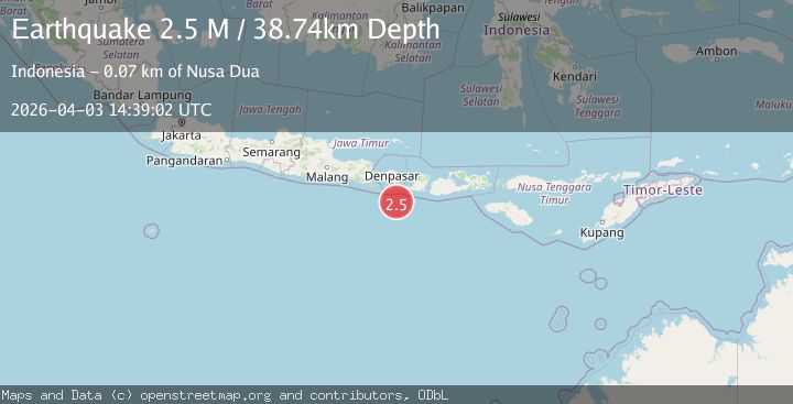 Map of South of Bali, Indonesia