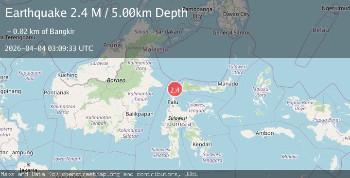 Map of Minahassa Peninsula, Sulawesi