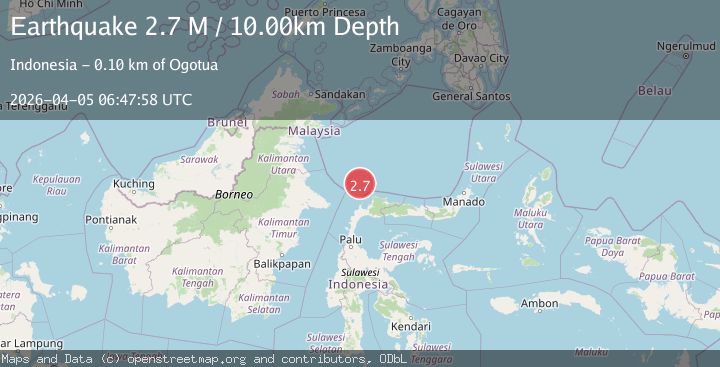 Map of Minahassa Peninsula, Sulawesi
