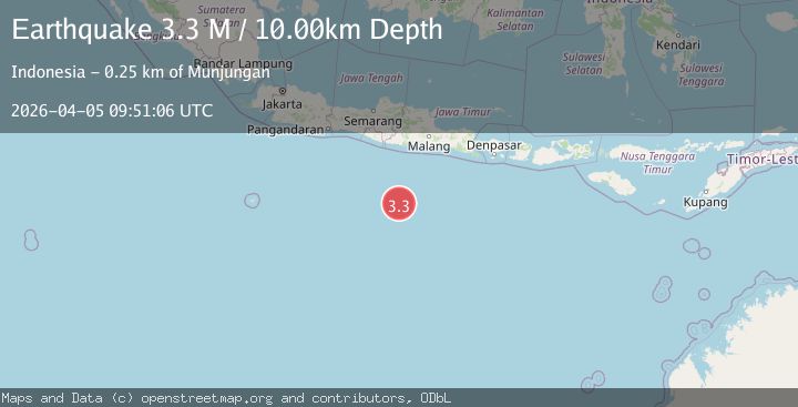 Map of South of Java, Indonesia
