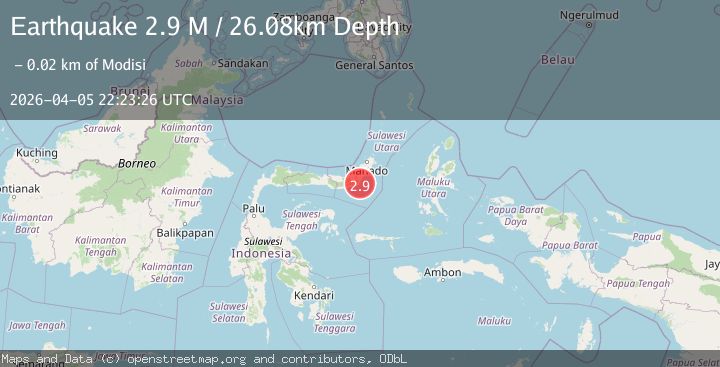 Map of Minahassa Peninsula, Sulawesi