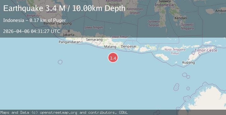 Map of South of Java, Indonesia