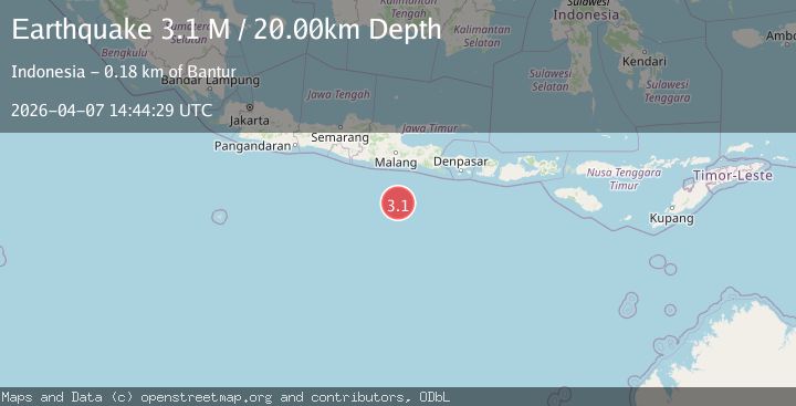 Map of South of Java, Indonesia