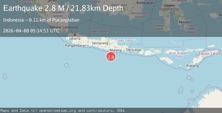 Map of South of Java, Indonesia