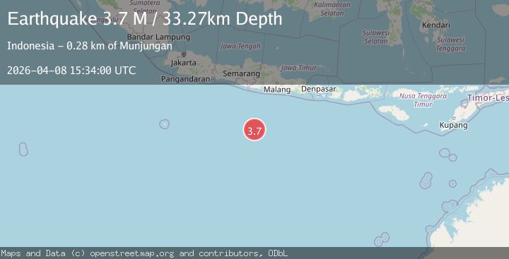 Map of South of Java, Indonesia