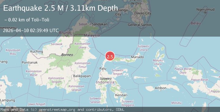 Map of Minahassa Peninsula, Sulawesi